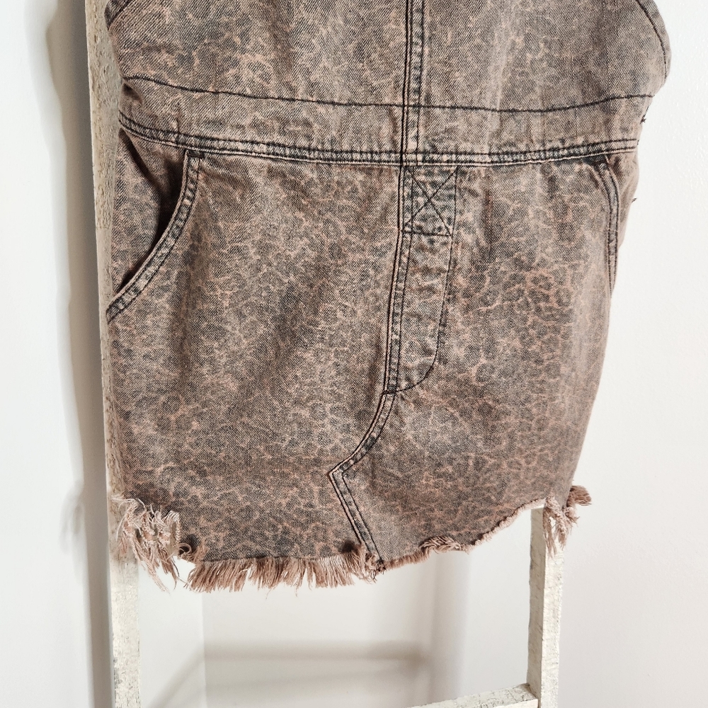Free People womens size 4 animal print overall jumper distressed dress - Picture 4 of 9